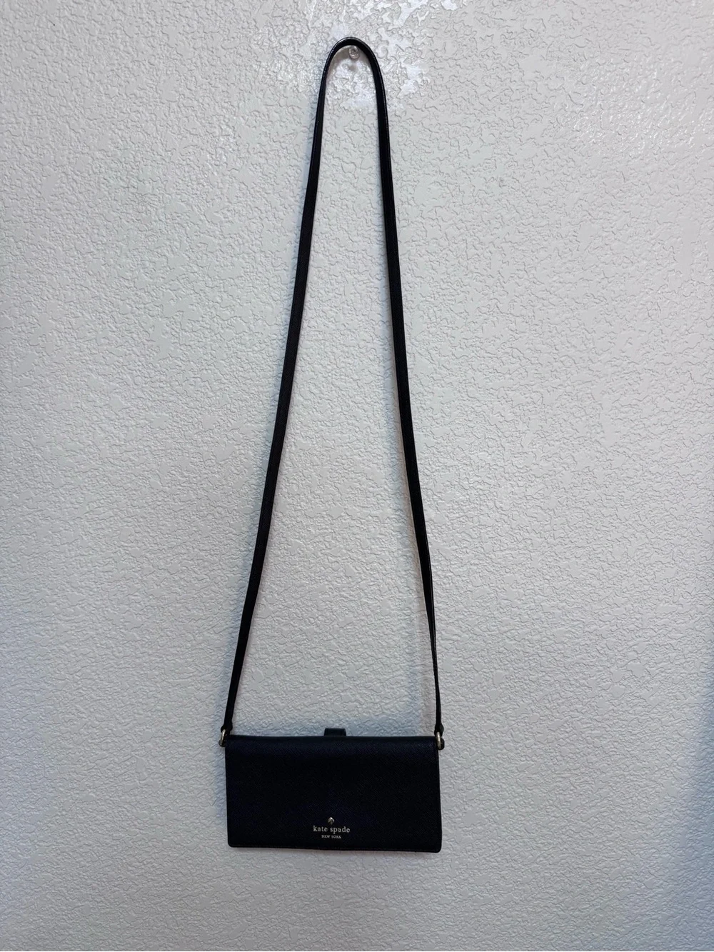 Kate Spade Black Saffiano Leather Wallet With Strap Women’s OS Gold - Picture 5 of 10